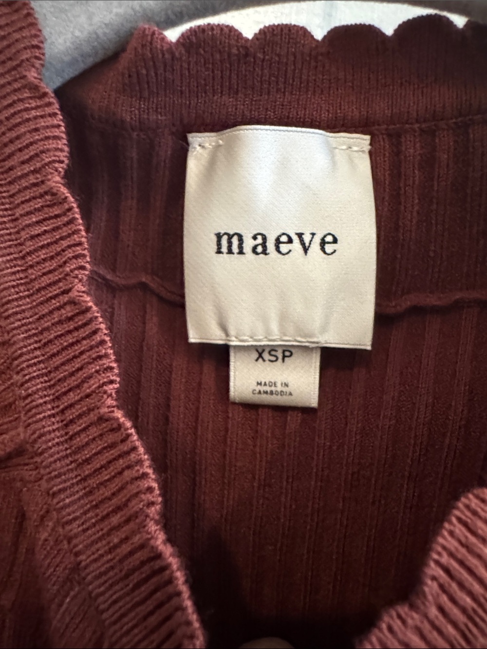 Maeve Ribbed Mock-Neck Top in Deep Rust - Picture 2 of 2